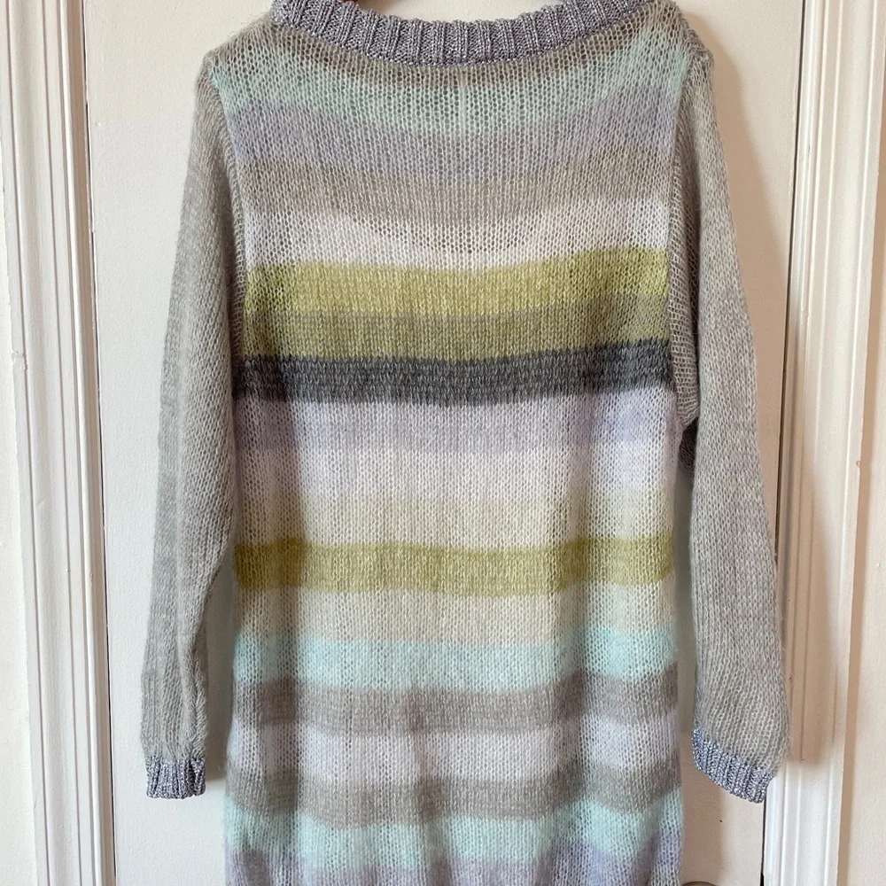 Free People Alpaca Bright it Up Knit Striped Mini Sweater Dress Mohair Wool XS